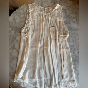 Rebecca Taylor NWT Women’s 100% Silk Ivory Lace-Trim Sleeveless Camisole Size 4
